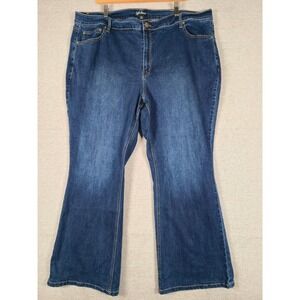 Soft Focus Womens Plus 26W Dark Wash Bootcut Denim Jeans Stretch  42W 30L